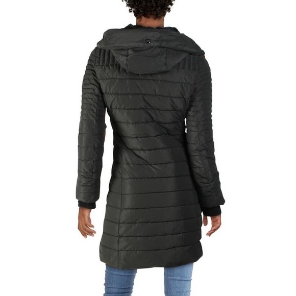 Nanette Lepore Women's Quilted Mid-Length Puffer Coat Jacket W/ Foldover Hood L - Picture 3 of 12